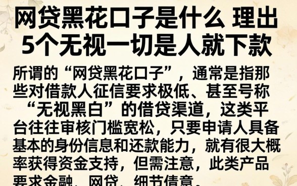 网贷黑花口子是什么，理出5个无视一切是人就下款