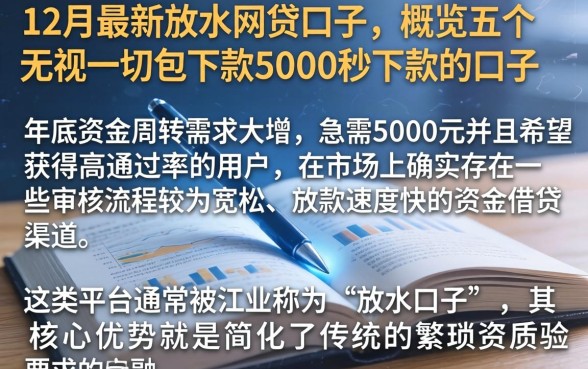 12月最新放水网贷口子，概览五个无视一切包下款5000秒下款的口子