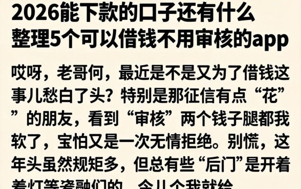 2026能下款的口子还有什么，整理5个可以借钱不用审核的app