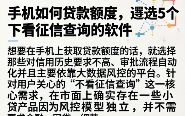 手机如何贷款额度，遴选5个不看征信查询的软件