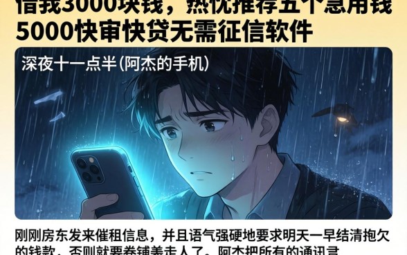 借我3000块钱，热忱推荐五个急用钱5000快审快贷无需征信软件