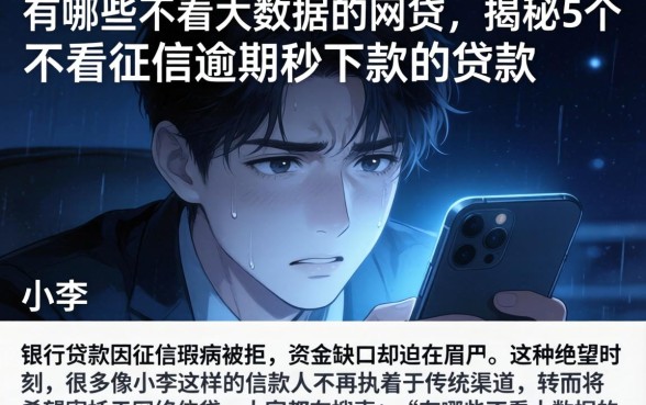 有哪些不看大数据的网贷，揭秘5个不看征信逾期秒下款的贷款