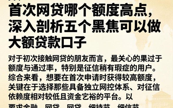 首次网贷哪个额度高点，深入剖析五个黑户可以做大额贷款口子