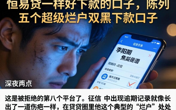 恒易贷一样好下款的口子，陈列五个超级烂户双黑下款口子