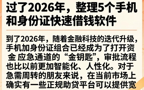 过了2026年，整理5个手机和身份证快速借钱软件