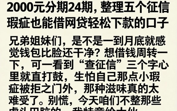 2000元分期24期，整理五个征信瑕疵也能借网贷轻松下款的口子