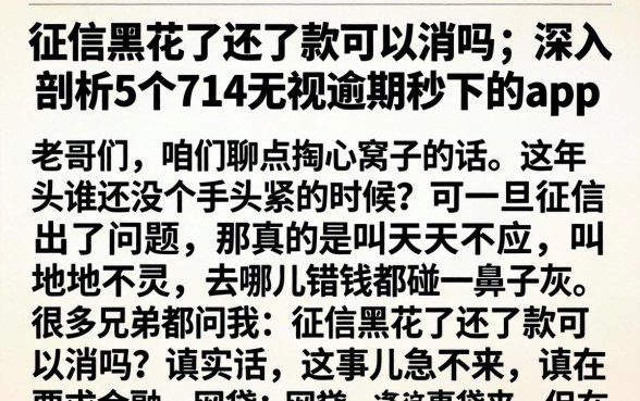 征信黑花了还了款可以消吗，深入剖析5个714无视逾期秒下的app
