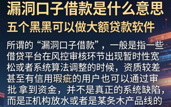 漏洞口子借款是什么意思，详尽说明五个黑户可以做大额贷款软件