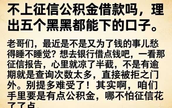 不上征信公积金借款吗，理出五个黑户都能下的口子