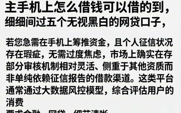 在手机上怎么借钱可以借的到，细致阐述五个无视黑白的网贷口子