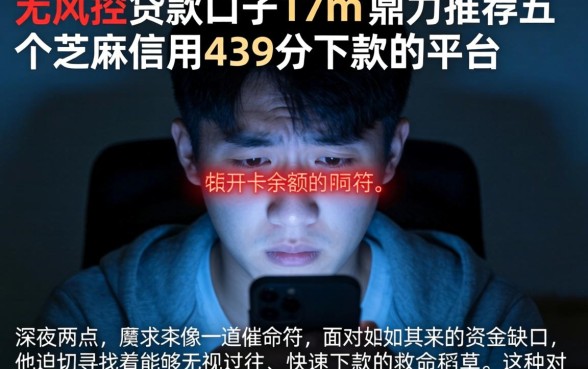 无风控贷款口子17m，鼎力推荐五个芝麻信用439分下款的平台
