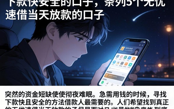 下款快安全的口子，条列5个无忧速借当天放款的口子