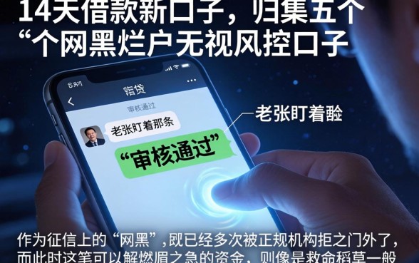 14天借款新口子，归集五个网黑烂户无视风控口子