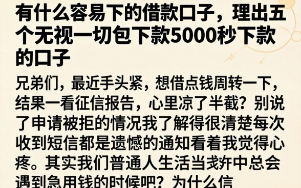 有什么容易下的借款口子,理出五个无视一切包下款5000秒下款的口子