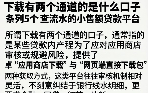 下载有两个通道的是什么口子，条列5个不查流水的小额度贷款平台