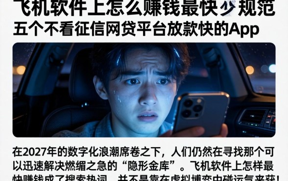 飞机软件上怎么赚钱最快，规整五个不看征信网贷平台放款快的app