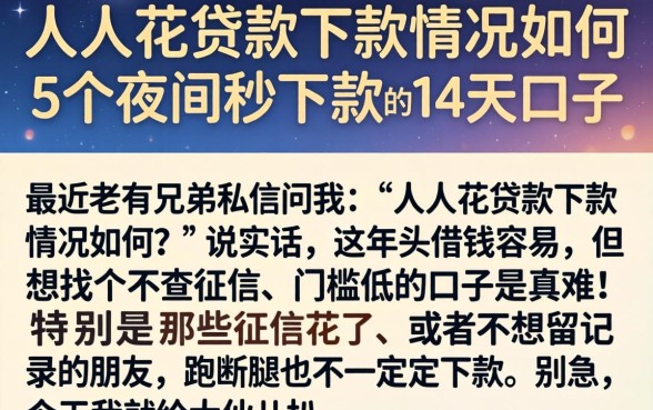人人花贷款下款情况如何，细致阐述5个夜间秒下款的14天口子