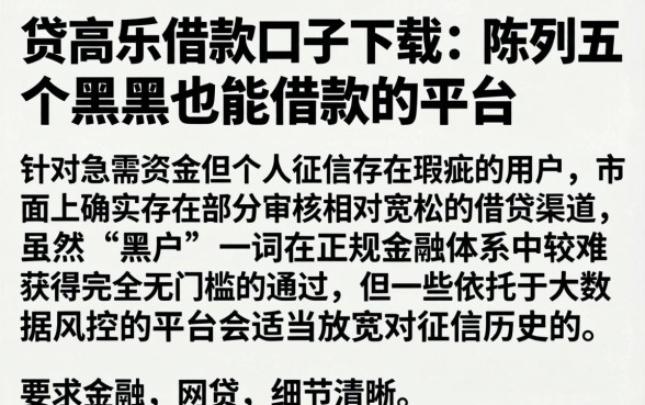 贷高乐借款口子下载，陈列五个黑户也能借款的平台