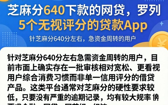 芝麻分640下款的网贷，罗列5个无视评分的贷款app