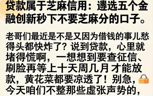 贷款属于芝麻信用,遴选五个金融创新秒下不要芝麻分的口子