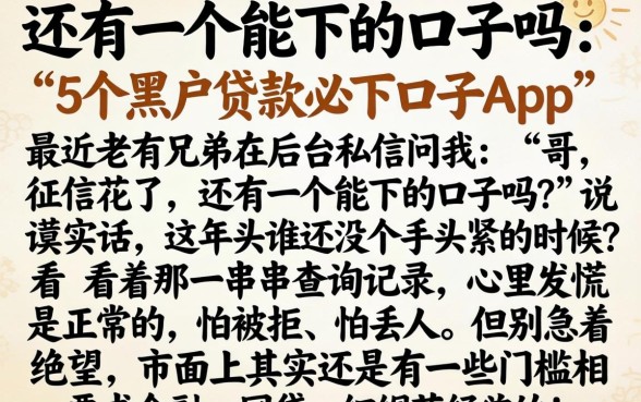 还有一个能下的口子吗，详尽说明5个黑户贷款必下口子app