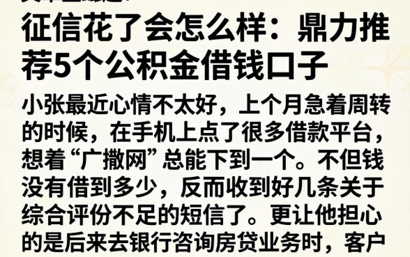 征信花了会怎么样，鼎力推荐5个公积金借钱口子