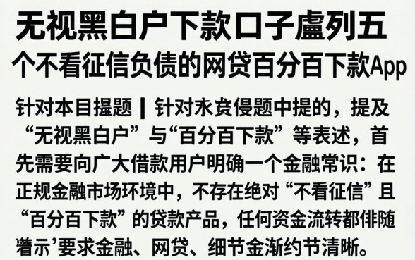 无视黑白户下款的口子，胪列五个不看征信负债的网贷百分百下款app
