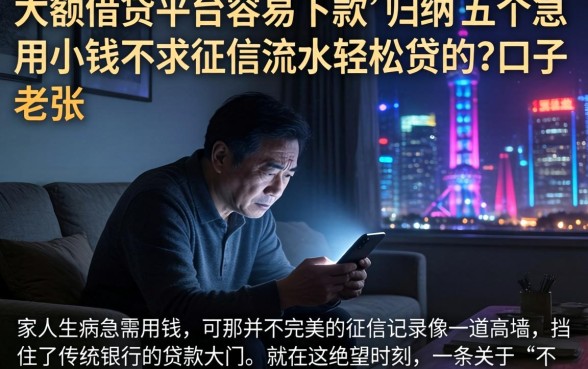 大额借贷平台容易下款，归纳五个急用小钱不求征信流水轻松贷的口子