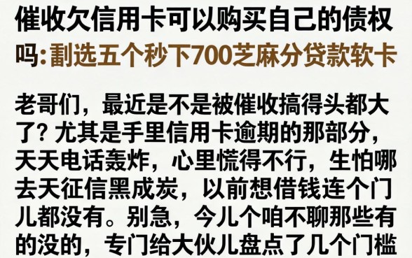 催收欠信用卡可以购买自己的债权吗，遴选五个秒下700芝麻分贷款软件