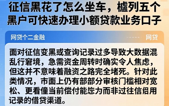 征信黑花了怎么坐车，胪列五个黑户可快速办理小额贷款业务的口子