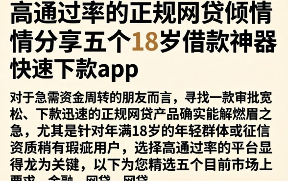 高通过率的正规网贷,倾情分享五个18岁借款神器快速下款app