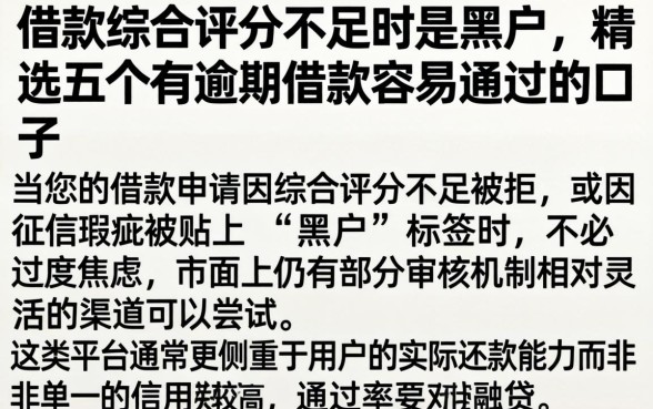 借款综合评分不足时是黑户，精选五个有逾期借款容易通过的口子