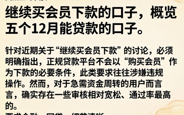 继续买会员下款的口子，概览五个12月能贷款的口子