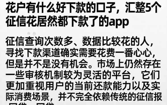 花户有什么好下款的口子，汇整5个征信花居然都下款了的app
