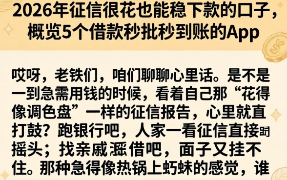 2026年征信很花也能稳下款的口子，概览5个借款秒批秒到账的app