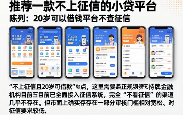 推荐一款不上征信的小贷平台，陈列五个20岁可以借钱平台不查征信的软件