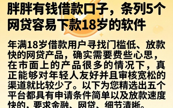 胖胖有钱借款口子，条列5个网贷容易下款18岁的软件