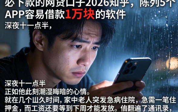 必下款的网贷口子2026知乎，陈列5个APP容易借款1万块的软件