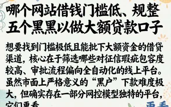 哪个网站借钱门槛低，规整五个黑户可以做大额贷款口子