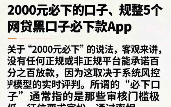 2000元必下的口子，规整5个网贷黑口子必下款app