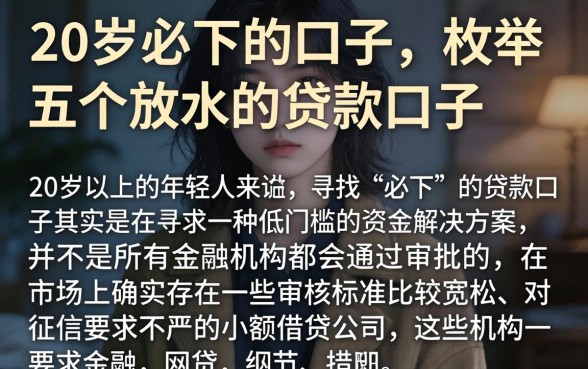 20岁必下的口子，枚举五个放水的贷款口子