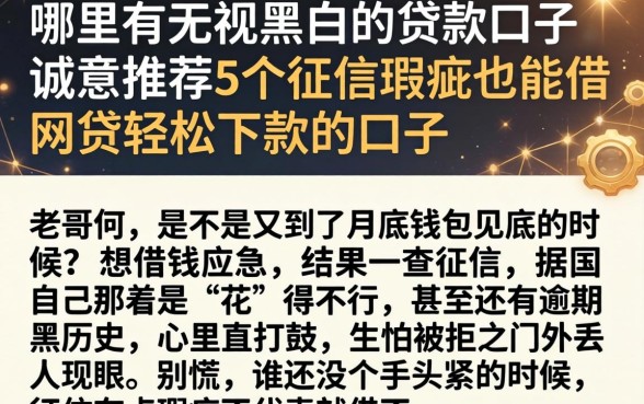 哪里有无视黑白的贷款口子，诚意推荐5个征信瑕疵也能借网贷轻松下款的口子