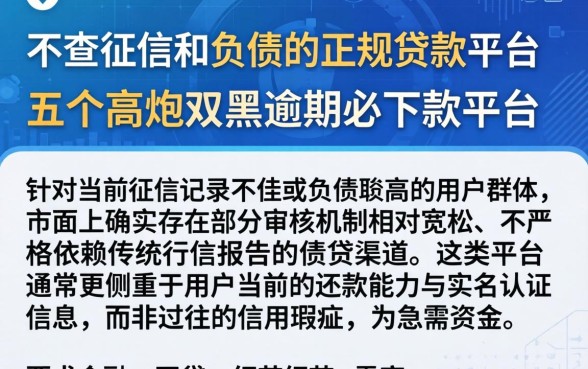 不查征信和负债的正规贷款平台，概括五个高炮双黑逾期必下款平台