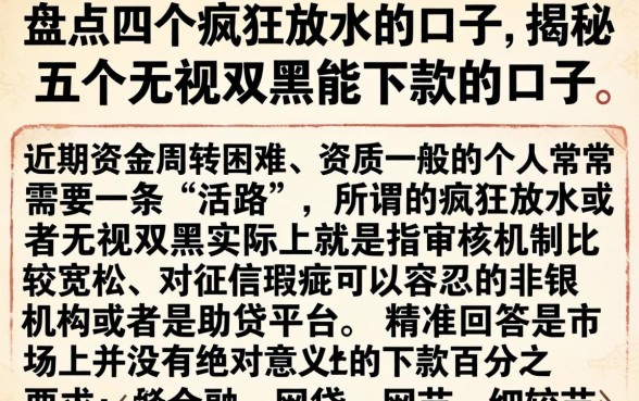 盘点四个疯狂放水的口子,揭秘五个无视双黑能下款的口子
