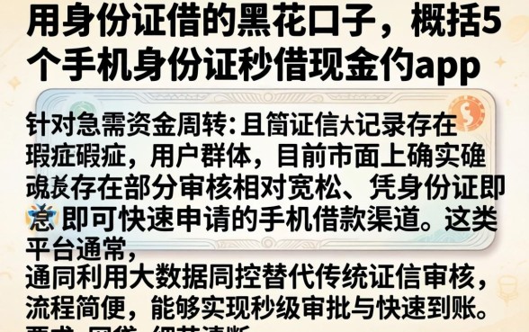 用身份证借的黑花口子，概括5个手机身份证秒借现金的app