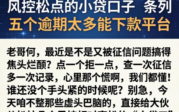 风控松点的小贷口子，条列五个逾期太多能下款平台