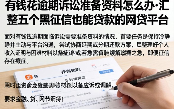 有钱花逾期诉讼准备资料怎么办，汇整五个黑征信也能贷款的网贷平台