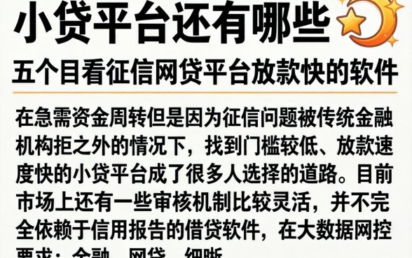 小贷平台还有哪些，细致阐述五个不看征信网贷平台放款快的软件