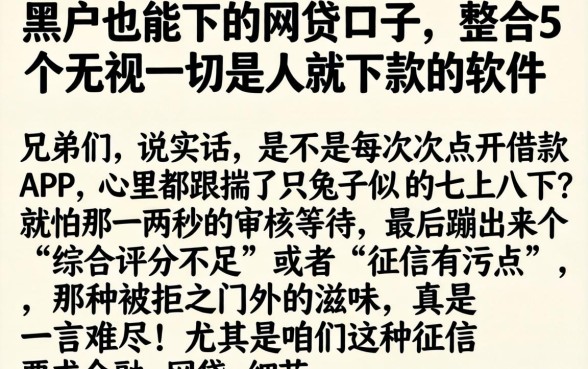 黑户也能下的网贷口子，整合5个无视一切是人就下款的软件
