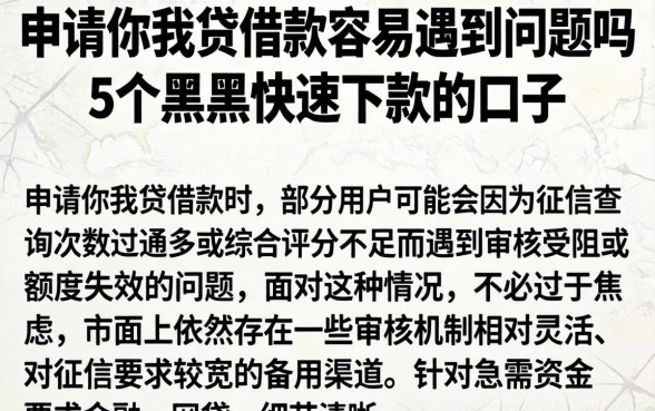 申请你我贷借款容易遇到问题吗,概括5个黑户快速下款的口子